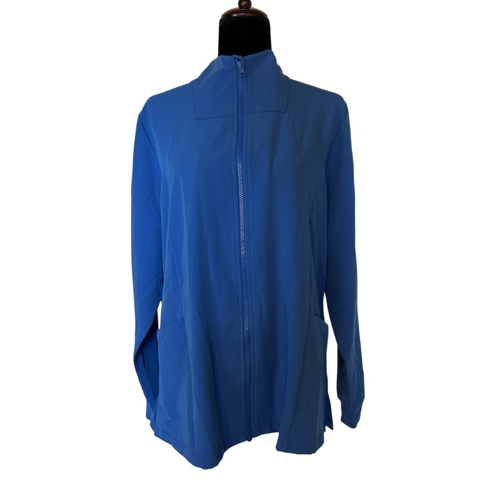 Mandala Equa-Tek Zip Front Scrub Jacket Royal Blue XS Mock Neck Long Sleeve